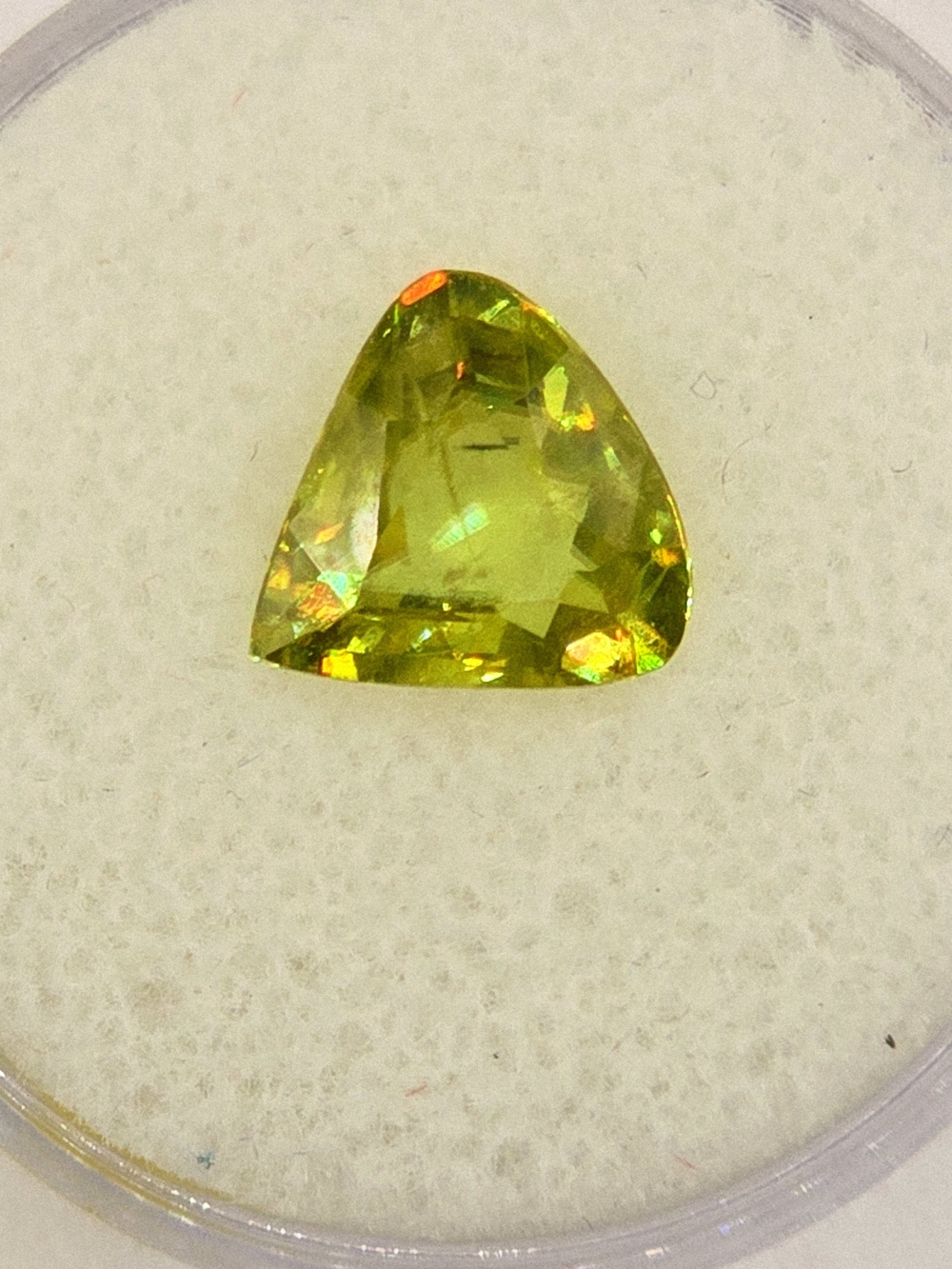 2..26ct Trillion-Cut Yellow Green Sphene Titanite Gemstone